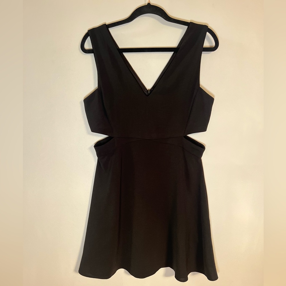 NWT Zara Black Cut Out Side V-Neck Mini Dress